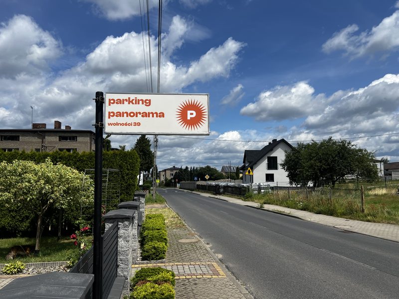 Parking Panorama sign on Wolności street in Pyrzowice